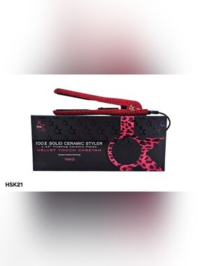 KOR 100% SOLID CERAMIC STRAIGHTENER HSK21 CHEETAH BLACK AND RED